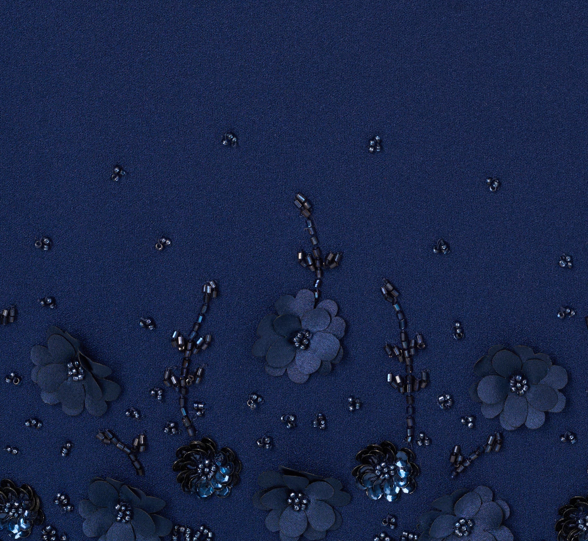 Sleeveless Beaded Organza Hem Halter Midi Dress In Navy