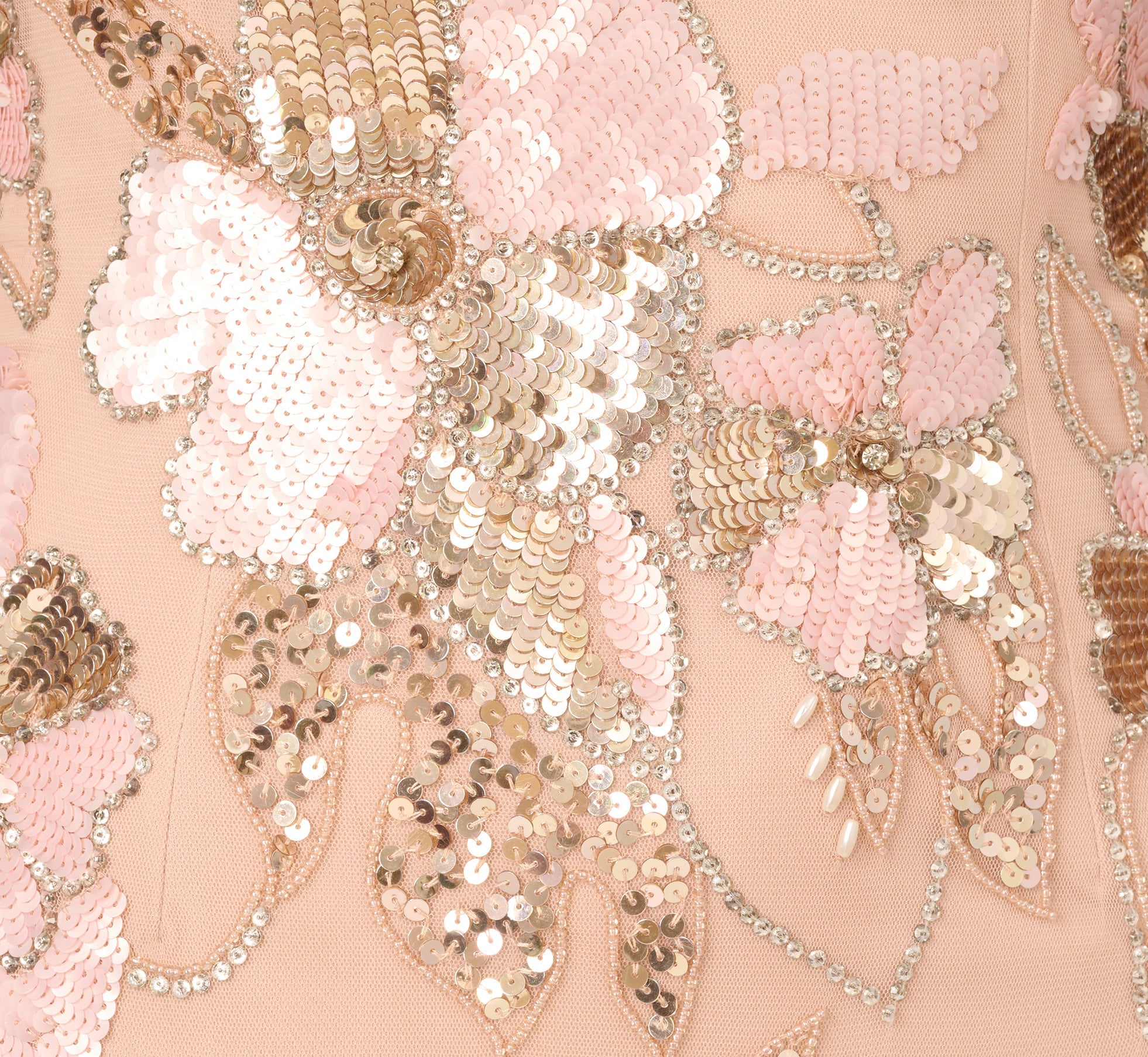 Sleeveless Square Neck Floral Beaded Column Gown In Pink