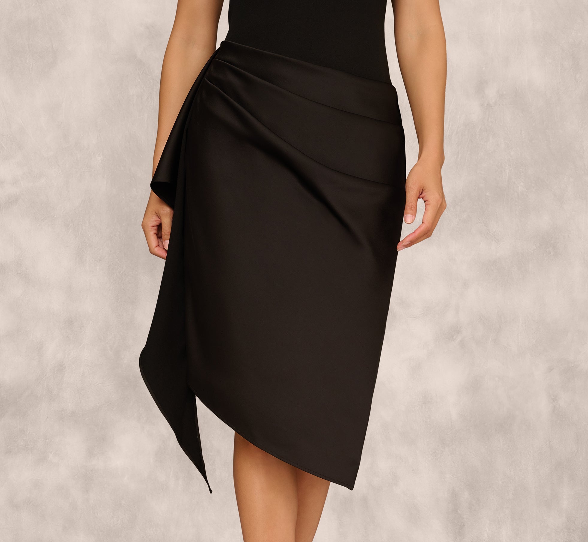 Draped Satin Halter Combo Dress In Black
